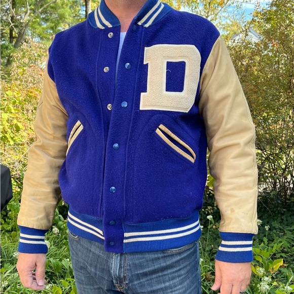 Vintage Letterman’s Varsity Jacket Wool and Leather - Picture 1 of 9